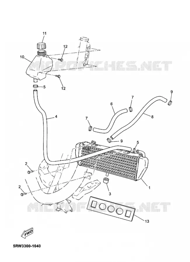 RADIATEUR / DURITES Yamaha SCOOTER 50 2011 MACH  CS50Z MACH G LIQUIDE