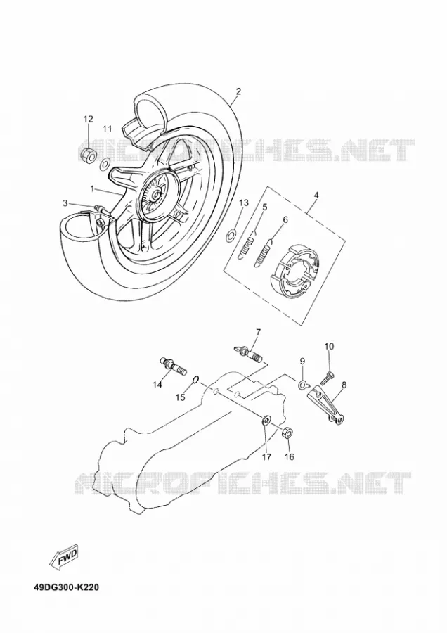 ROUE ARRIERE Yamaha SCOOTER 50 2011 MACH  CS50Z MACH G LIQUIDE