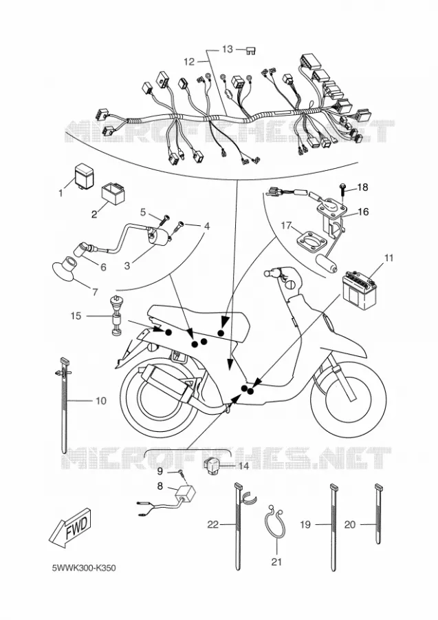 PARTIE ELECTRIQUE 2 Yamaha SCOOTER 50 2011 BOOSTER  CW50
