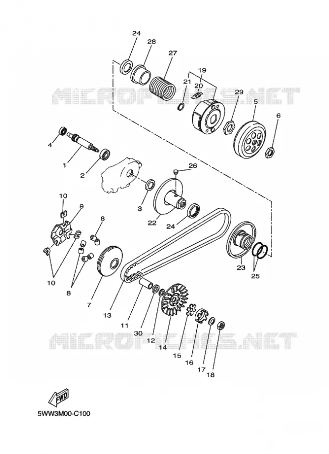 EMBRAYAGE DE DEMARREUR Yamaha SCOOTER 50 2011 BWS  CW50 BW'S