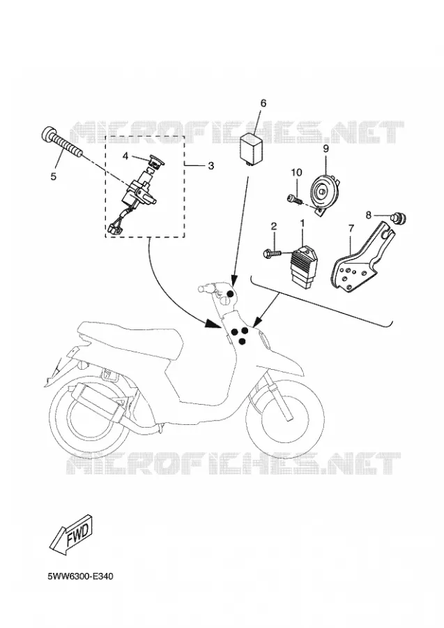 PARTIE ELECTRIQUE 1 Yamaha SCOOTER 50 2011 BWS  CW50 BW'S