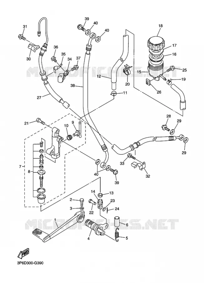 MAITRE CYLINDRE DE FREIN ARRIERE Yamaha MOTO 1300 2011 FJR ABS  FJR1300A