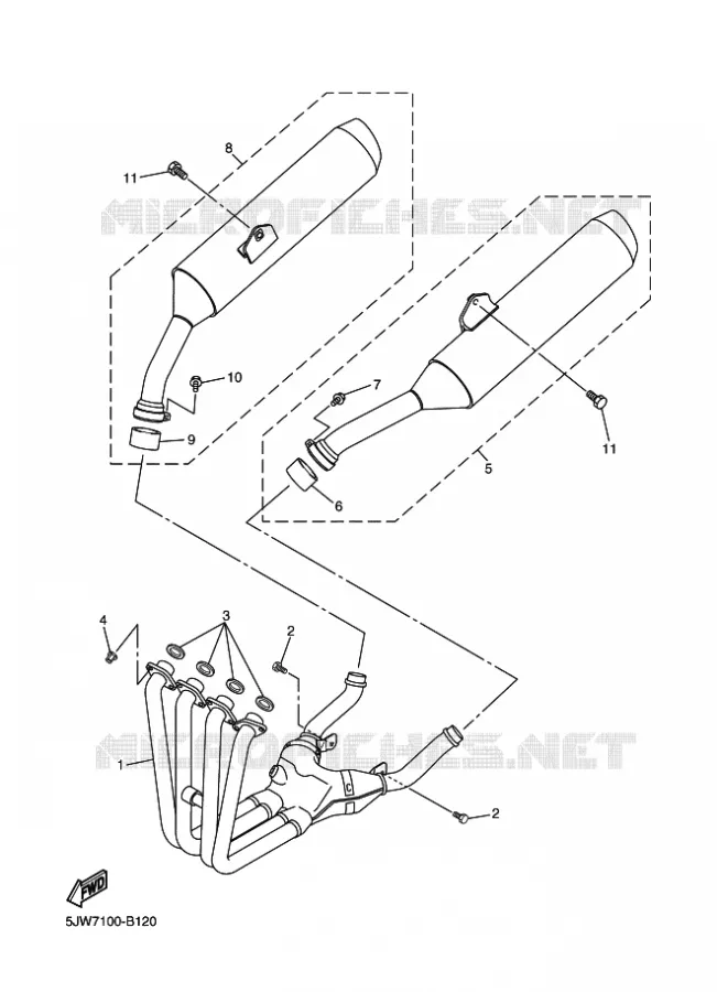 ECHAPPEMENT Yamaha MOTO 1300 2011 FJR AS ABS  FJR1300AS