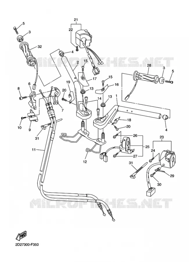 GUIDON ET CABLES Yamaha MOTO 1300 2011 FJR AS ABS  FJR1300AS