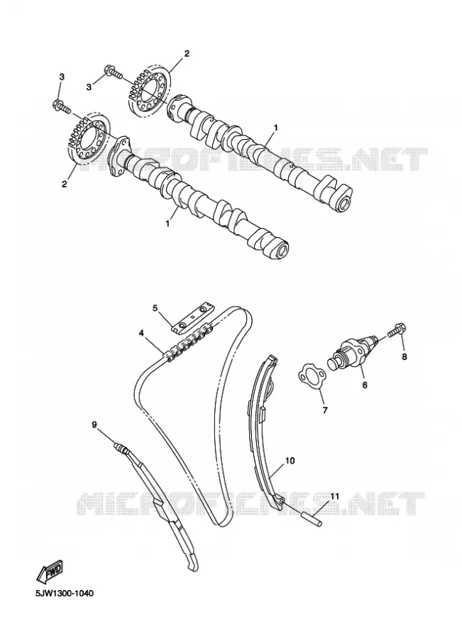 ARBRE A CAMES / CHAINE DE DISTRIBUTION Yamaha MOTO 1300 2011 FJR AS ABS  FJR1300AS