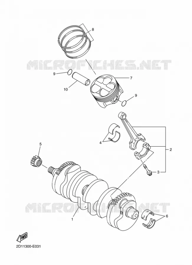 VILEBREQUIN / PISTON Yamaha MOTO 1000 2011 FZ1 ABS  FZ1-NA FAZER