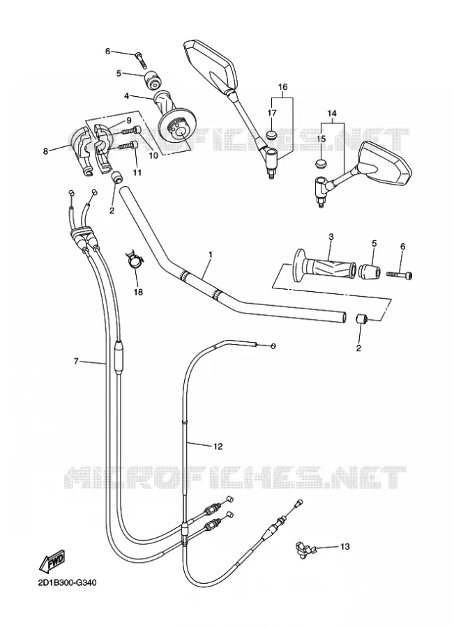 GUIDON ET CABLES Yamaha MOTO 1000 2011 FZ1 ABS  FZ1-NA FAZER