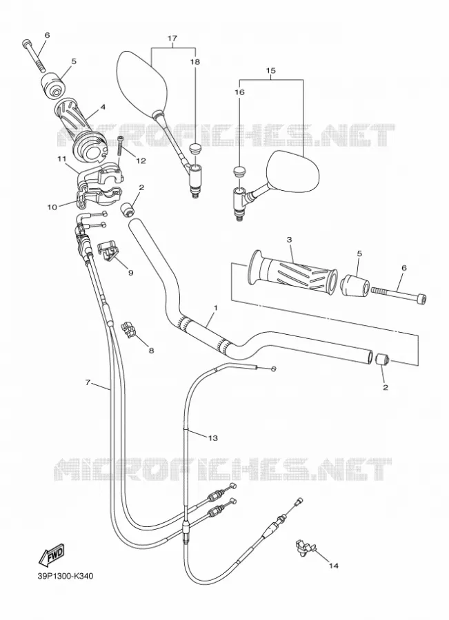GUIDON ET CABLES Yamaha MOTO 800 2011 FZ8  FZ8-N