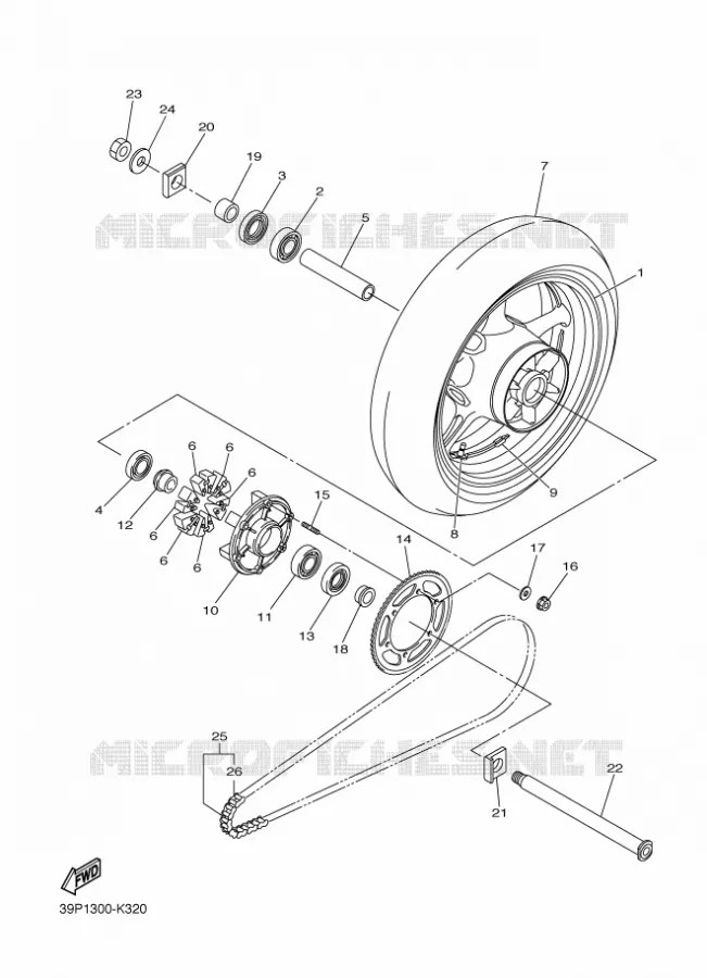 ROUE ARRIERE Yamaha MOTO 800 2011 FZ8  FZ8-N