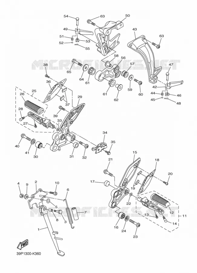 SUPPORT / REPOSE PIEDS Yamaha MOTO 800 2011 FZ8  FZ8-N