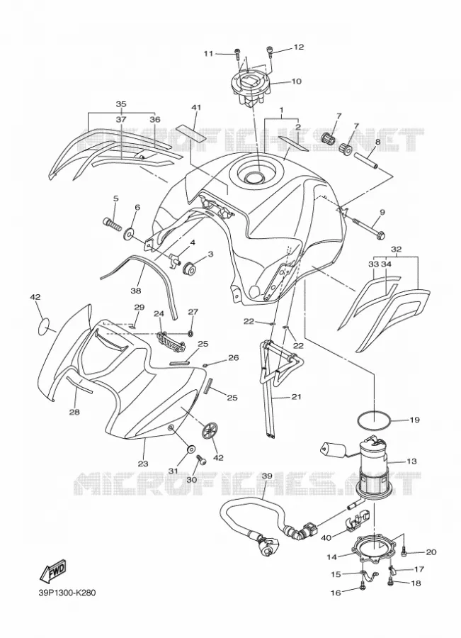 RESERVOIR A ESSENCE Yamaha MOTO 800 2011 FZ8 ABS  FZ8-NA