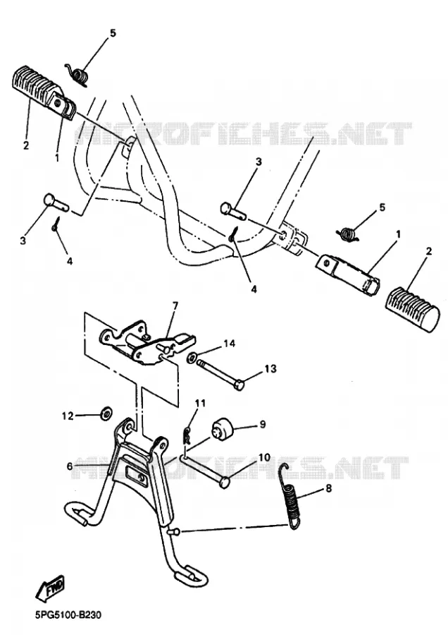 SUPPORT / REPOSE PIEDS Yamaha MOTO 50 2011 PW  PW50