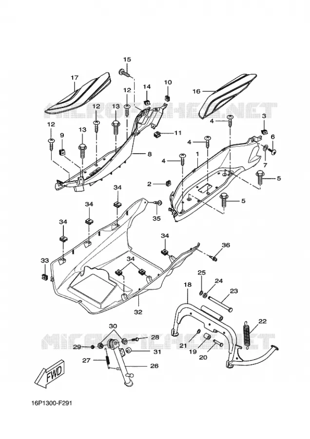 SUPPORT / REPOSE PIEDS Yamaha SCOOTER 125 2011 XCITY  VP125 XCITY