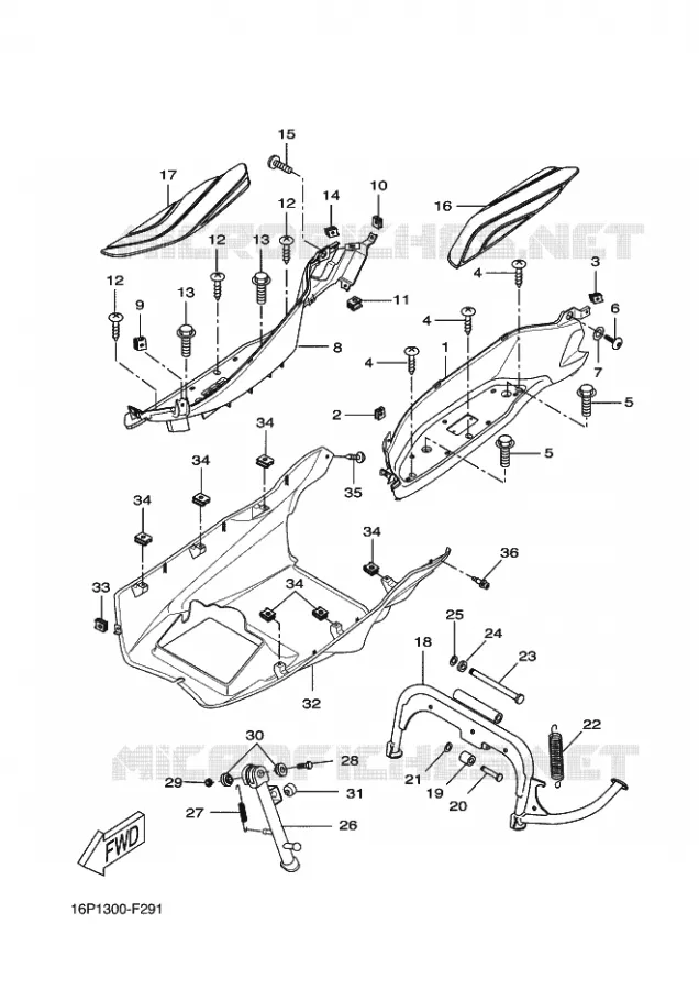 SUPPORT / REPOSE PIEDS Yamaha SCOOTER 250 2011 XCITY  VP250 XCITY