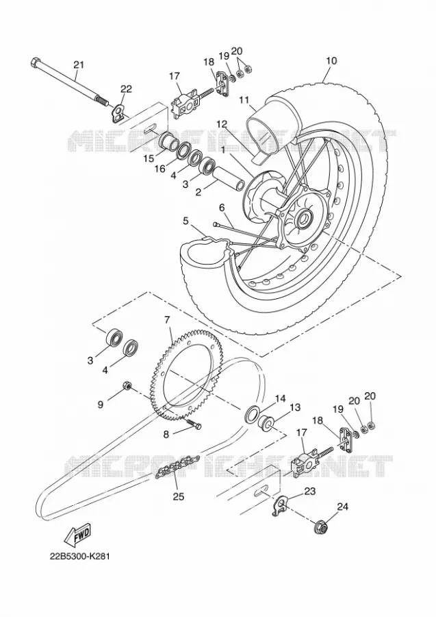 ROUE ARRIERE Yamaha MOTO 125 2011 WR-R  WR125R