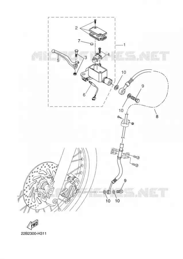 MAITRE CYLINDRE DE FREIN AVANT Yamaha MOTO 125 2011 WR-X  WR125X