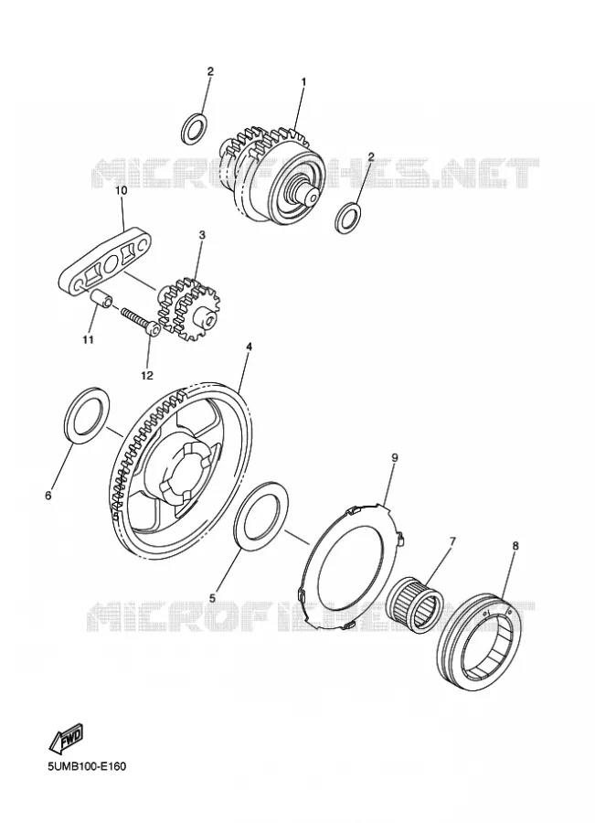 EMBRAYAGE DE DEMARREUR Yamaha MOTO 250 2011 WRF  WR250F