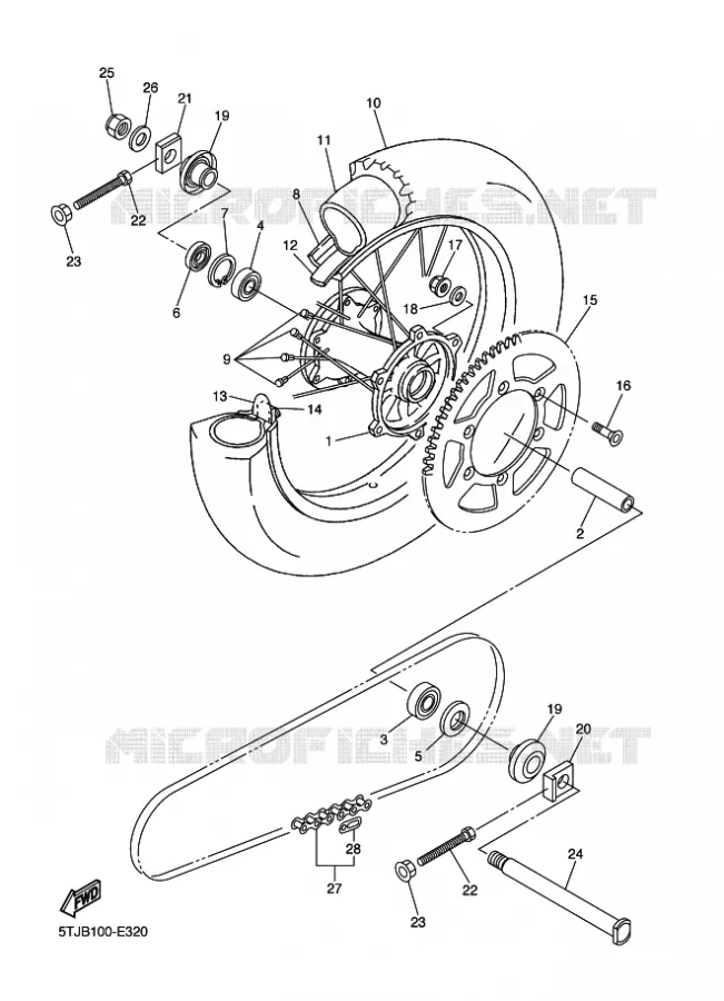 ROUE ARRIERE Yamaha MOTO 250 2011 WRF  WR250F