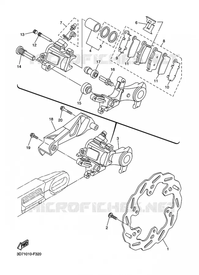 ETRIER DE FREIN ARRIERE Yamaha MOTO 250 2011 WR-R  WR250R
