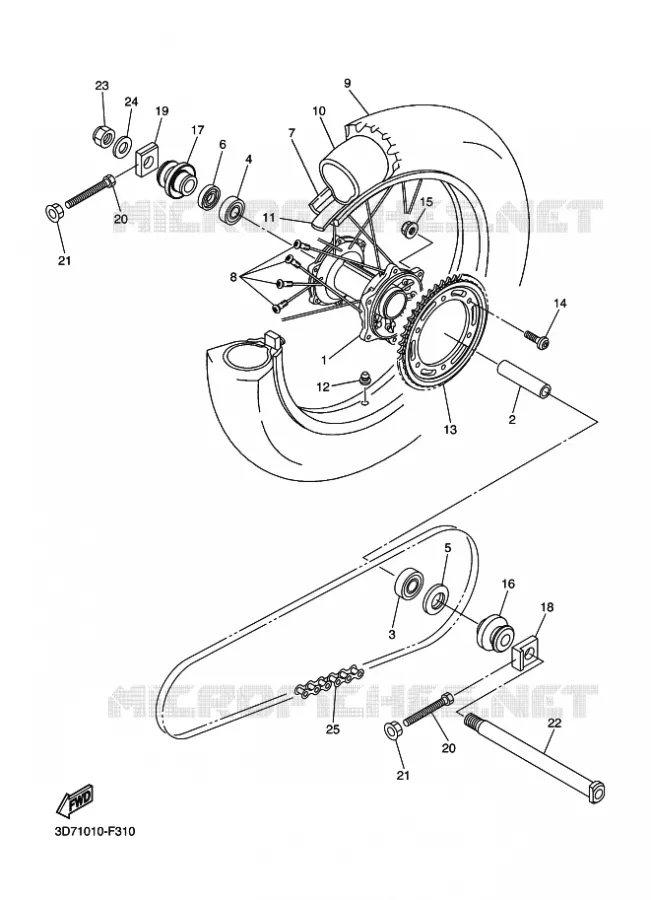 ROUE ARRIERE Yamaha MOTO 250 2011 WR-R  WR250R