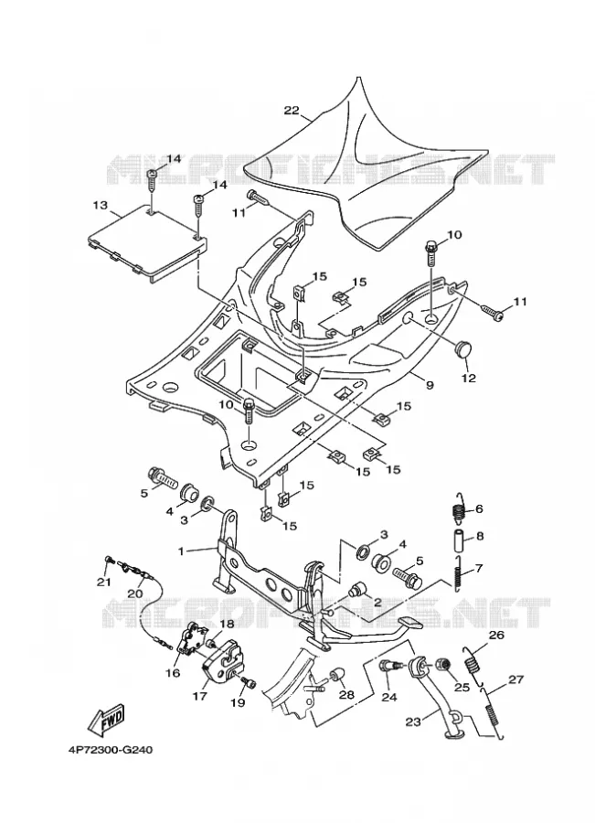SUPPORT / REPOSE PIEDS Yamaha SCOOTER 125 2011 VITY  XC125E
