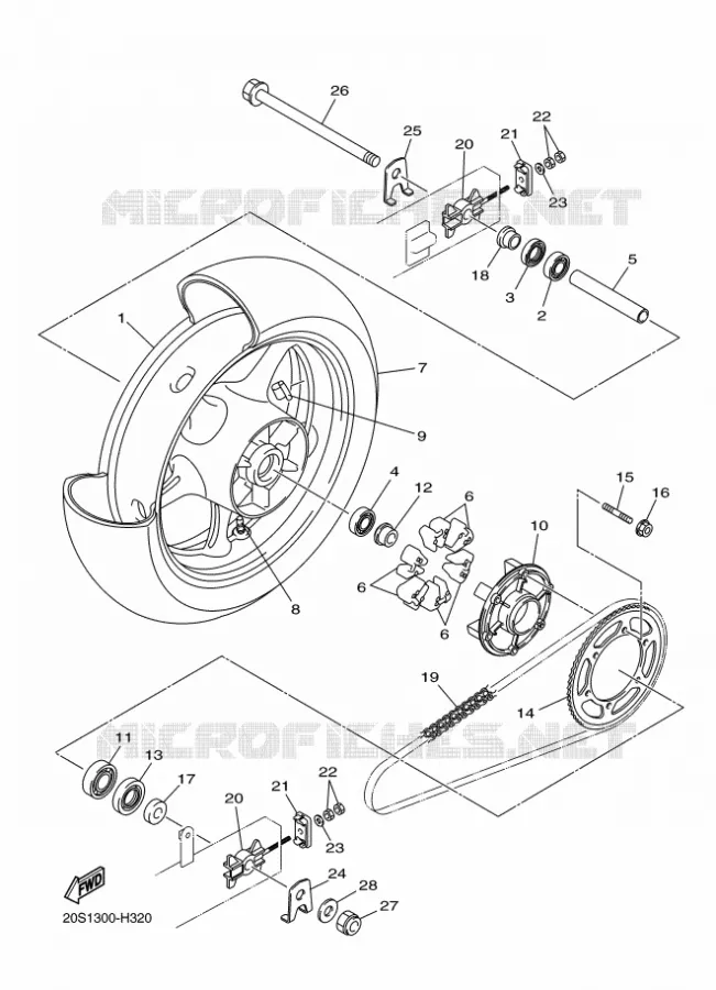ROUE ARRIERE Yamaha MOTO 600 2011 XJ6  XJ6F