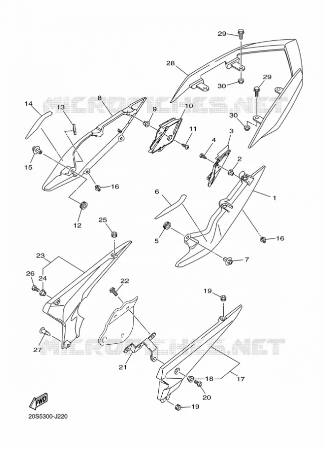 COUVERCLE LATERAL Yamaha MOTO 600 2011 XJ6 ABS  XJ6NA