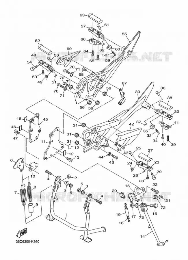 SUPPORT / REPOSE PIEDS Yamaha MOTO 600 2011 XJ6  XJ6SA