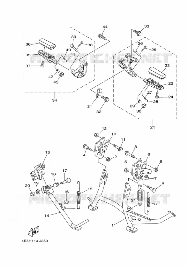 SUPPORT / REPOSE PIEDS Yamaha SCOOTER 500 2011 TMAX ABS  XP500A TMAX