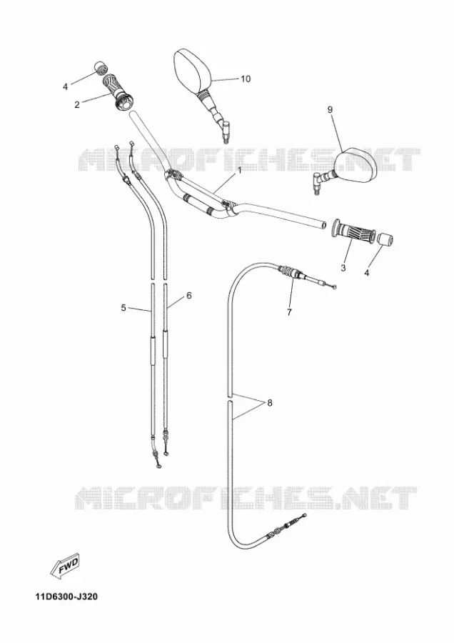 GUIDON ET CABLES Yamaha MOTO 660 2011 XTZ TENERE  XT660Z TENERE