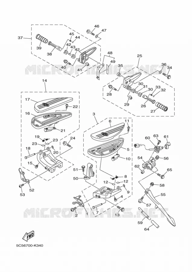 SUPPORT / REPOSE PIEDS Yamaha MOTO 1900 2011 MIDNIGHT STAR  XV1900A