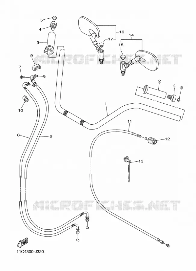 GUIDON ET CABLES Yamaha MOTO 1300 2011 MIDNIGHT STAR  XVS1300A