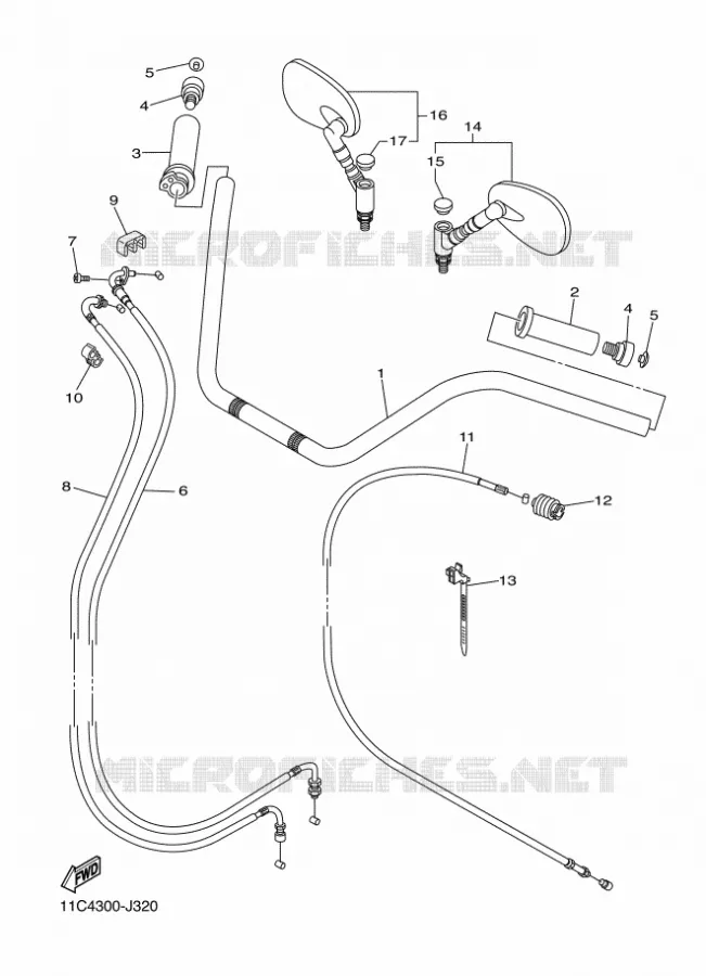 GUIDON ET CABLES Yamaha MOTO 1300 2011 MIDNIGHT STAR  XVS1300A