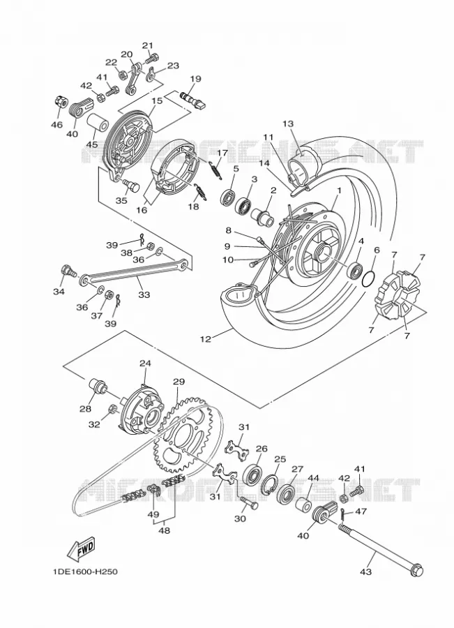 ROUE ARRIERE Yamaha MOTO 110 2011 Autres modeles  YD110S CRUX
