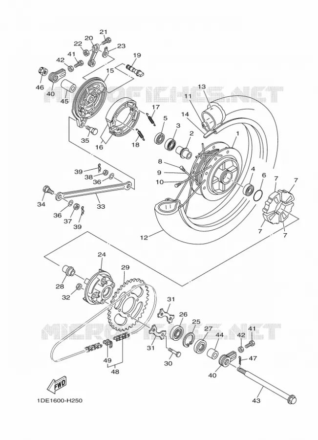 ROUE ARRIERE Yamaha MOTO 110 2011 Autres modeles  YD110S CRUX