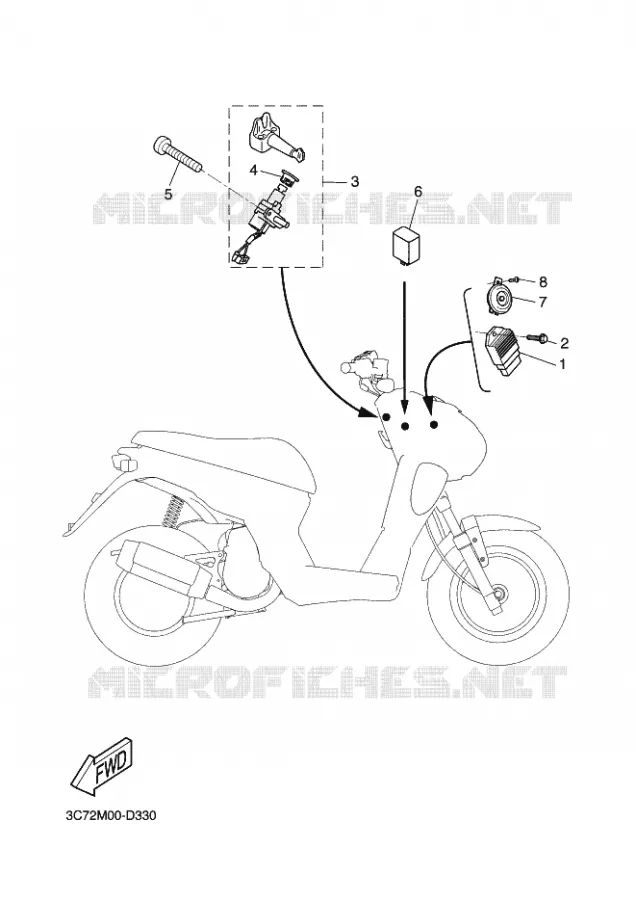 PARTIE ELECTRIQUE 1 Yamaha SCOOTER 50 2011 STUNT NAKED  EW50N STUNT NAKED