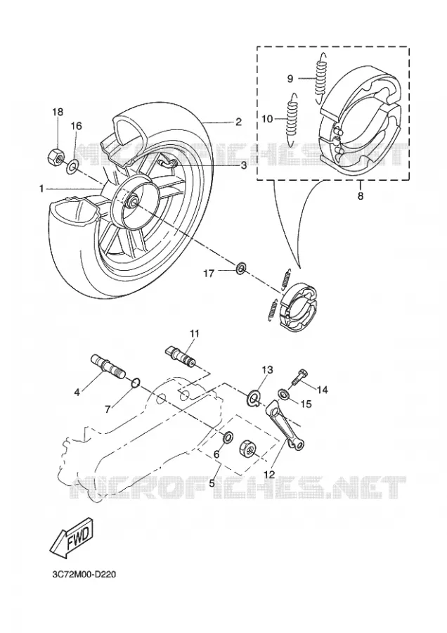 ROUE ARRIERE Yamaha SCOOTER 50 2011 STUNT NAKED  EW50N STUNT NAKED