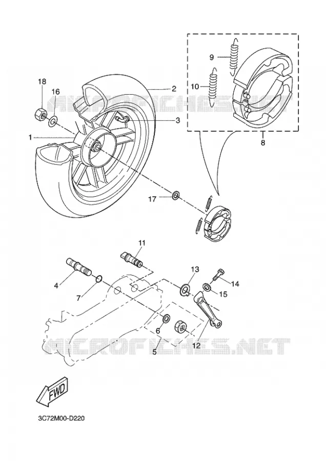 ROUE ARRIERE Yamaha SCOOTER 50 2011 STUNT NAKED  EW50N STUNT NAKED