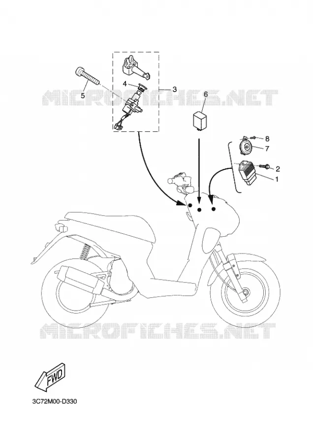 PARTIE ELECTRIQUE 1 Yamaha SCOOTER 50 2011 STUNT NAKED  EW50N STUNT NAKED