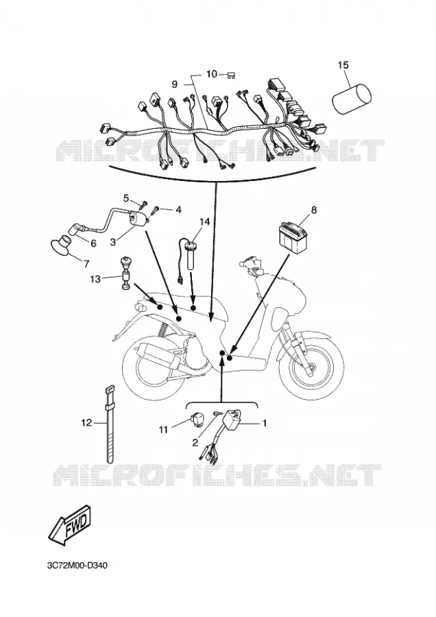 PARTIE ELECTRIQUE 2 Yamaha SCOOTER 50 2011 STUNT NAKED  EW50N STUNT NAKED