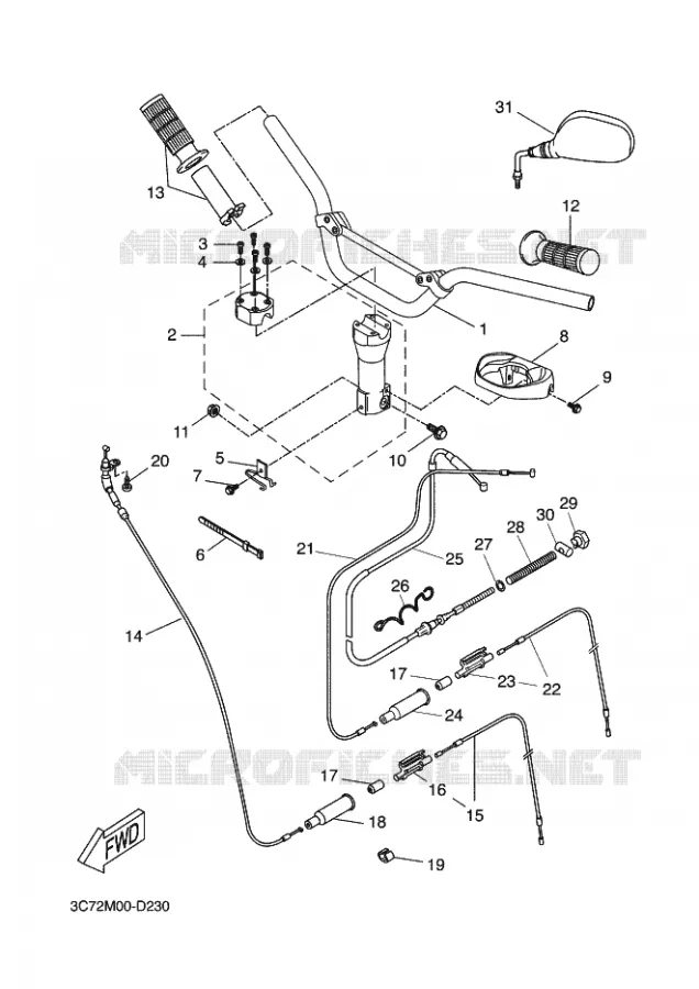 GUIDON ET CABLES Yamaha SCOOTER 50 2011 STUNT NAKED  EW50N STUNT NAKED