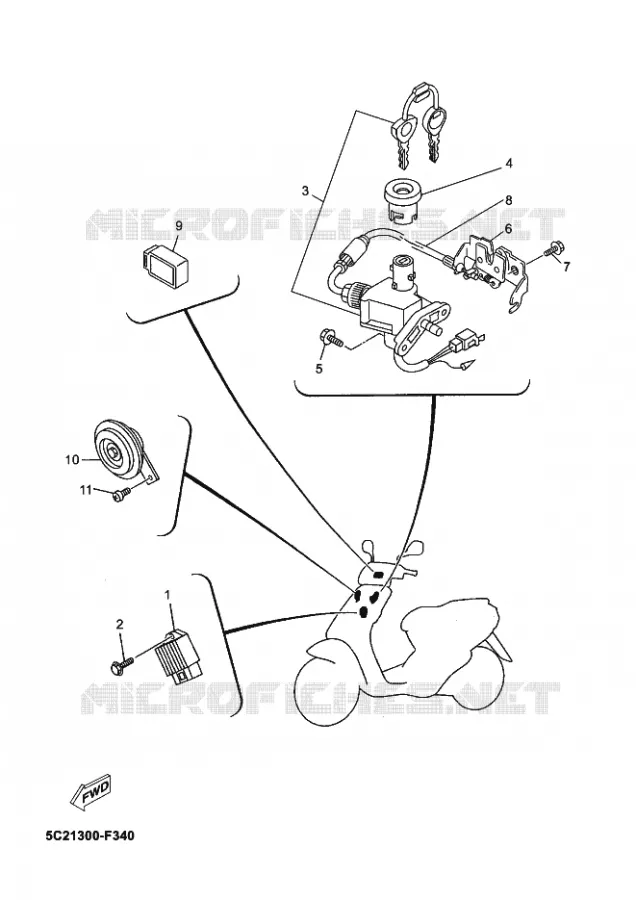 PARTIE ELECTRIQUE 1 Yamaha SCOOTER 50 2011 OVETTO  YN50 OVETTO