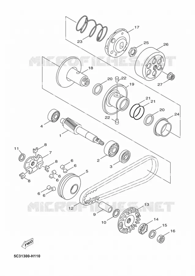 EMBRAYAGE DE DEMARREUR Yamaha SCOOTER 50 2011 NEOS 4T  YN50F NEO'S