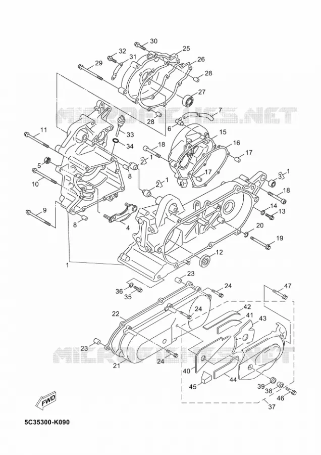 CARTER MOTEUR Yamaha SCOOTER 50 2011 NEOS 4T  YN50F NEO'S