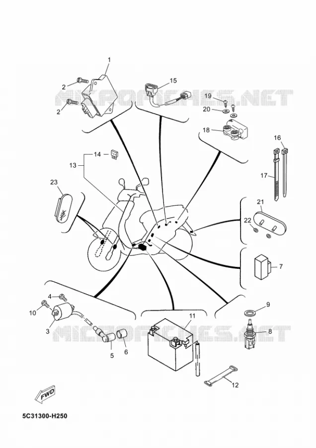 PARTIE ELECTRIQUE 2 Yamaha SCOOTER 50 2011 NEOS 4T  YN50F NEO'S