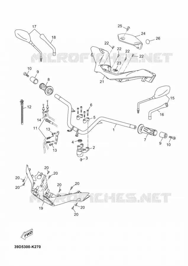 GUIDON ET CABLES Yamaha SCOOTER 250 2011 XMAX  YP250R X-MAX 250