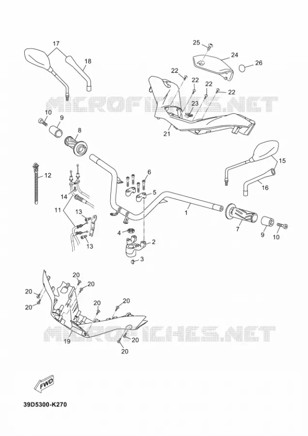 GUIDON ET CABLES Yamaha SCOOTER 250 2011 XMAX  YP250R X-MAX 250