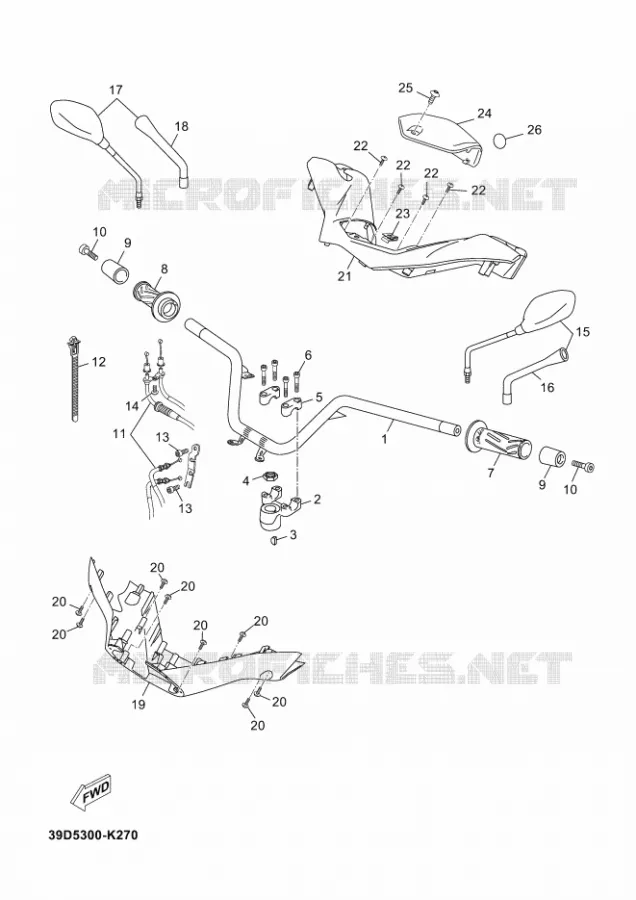 GUIDON ET CABLES Yamaha SCOOTER 250 2011 XMAX  YP250R X-MAX 250