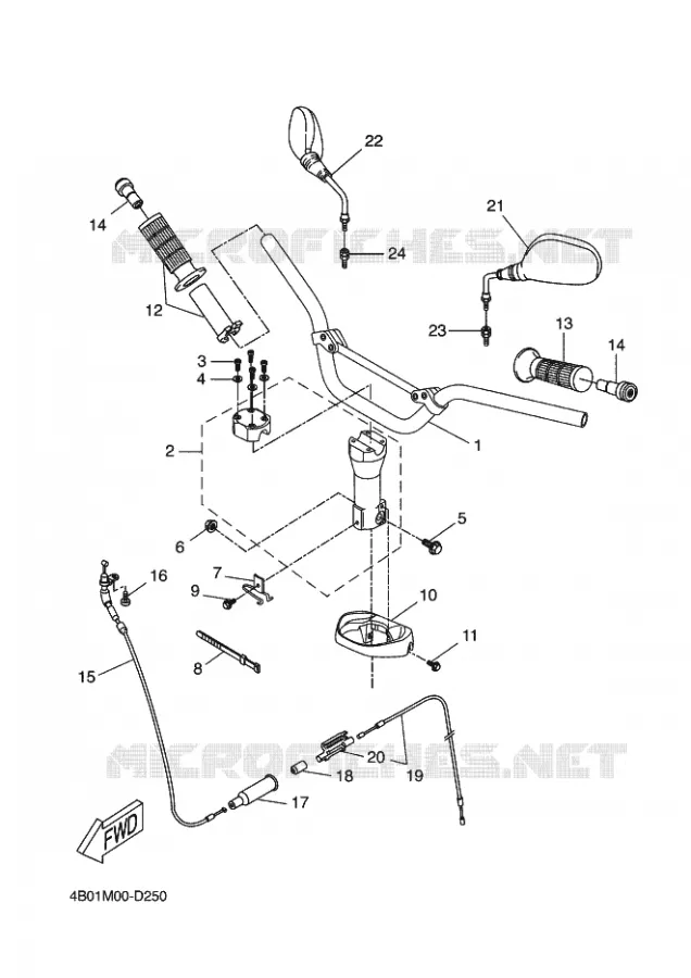 GUIDON ET CABLES Yamaha SCOOTER 50 2011 NITRO NAKED  YQ50L NITRO NAKED