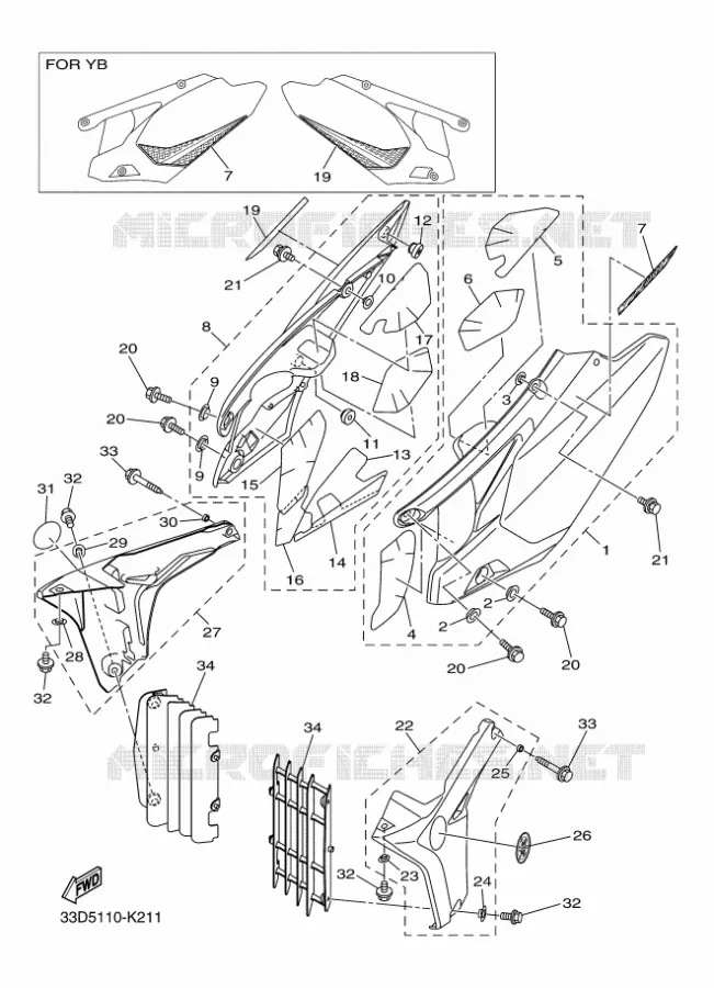 COUVERCLE LATERAL Yamaha MOTO 450 2011 YZF  YZ450F